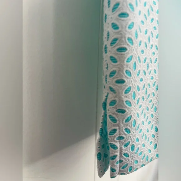 EP Pro Teal and White Floral Eyelet Marseille Pants Size 10 - Picture 10 of 13